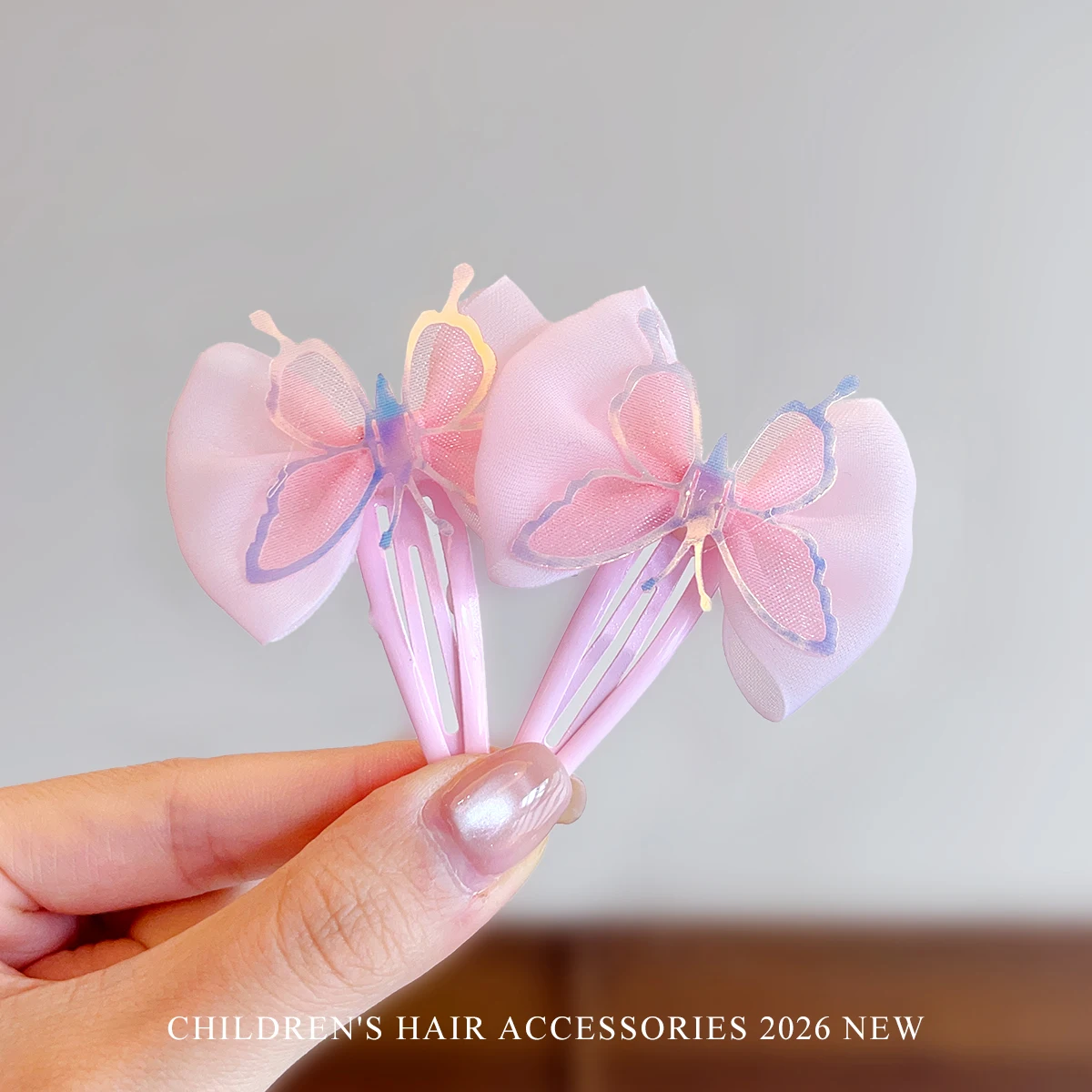 Neue süße 4-teilige Tüll-Schmetterlings-Haarspangen für Frauen, Mädchen und Kinder, in Macaron-Farben, Organza-Schleifen-Haarspangen, Haar-Accessoires. – Detail 3