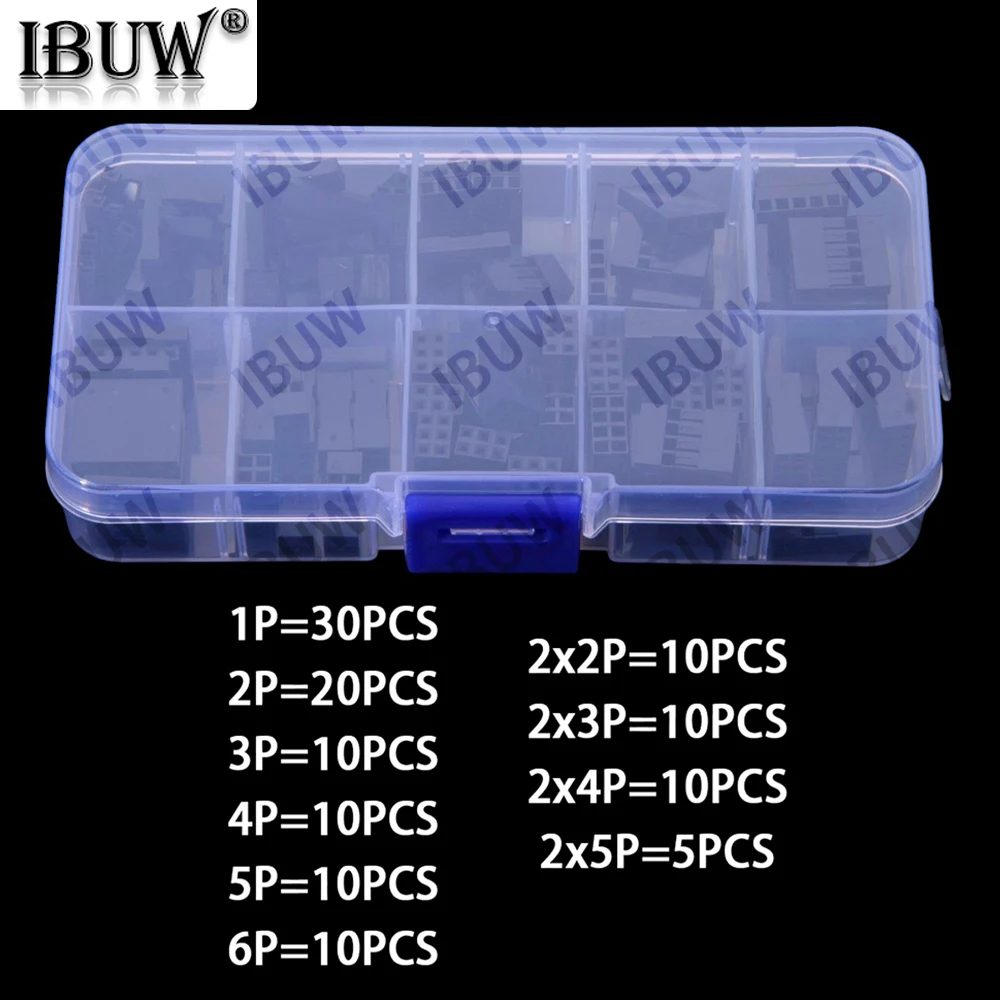 125PCS 10Values 2.54MM DuPont wire jumper connector, plastic shell connector housing 2.54MM wire