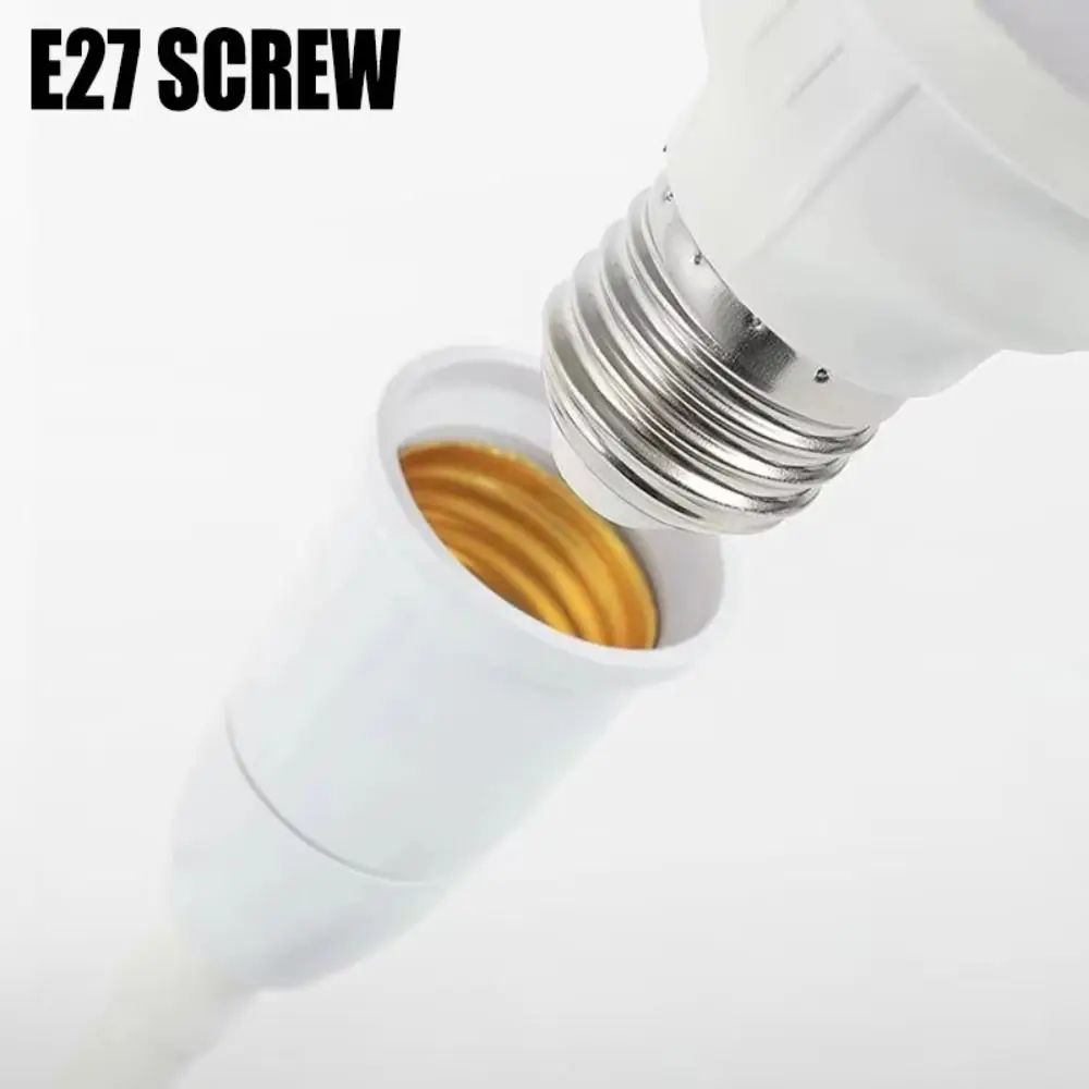 EU Plug E27 Screw Base Lamp Holder with Switch Universal Flexible Tube Lamp Holder 360-degree Two Prong Plug Wall Lamp Holder