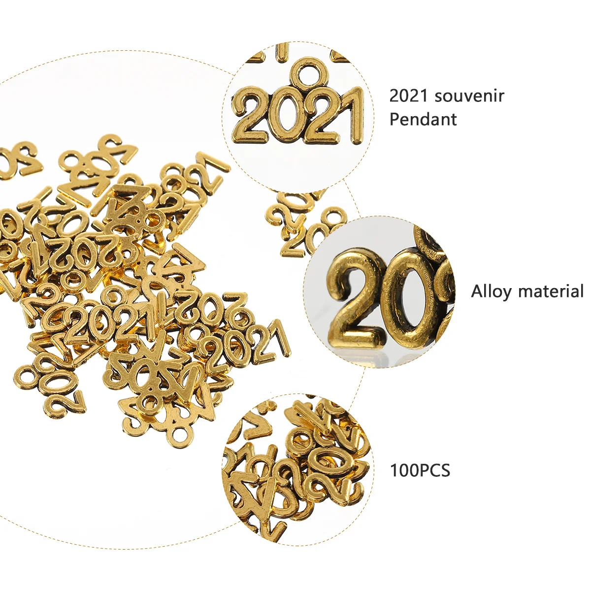 

100 Pcs Beads Charms Year Number Jewelry Accessories and Pendants Connectors for Bracelets Bulk