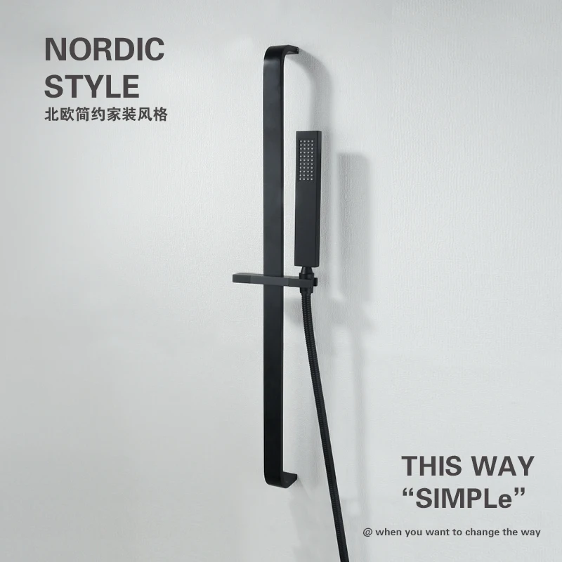 

Lift Rod Showerhead Set Wall Mounted Handheld Shower Combo Set Bathroom Shower Handheld Kit with Shower Slide Bar Matte Black