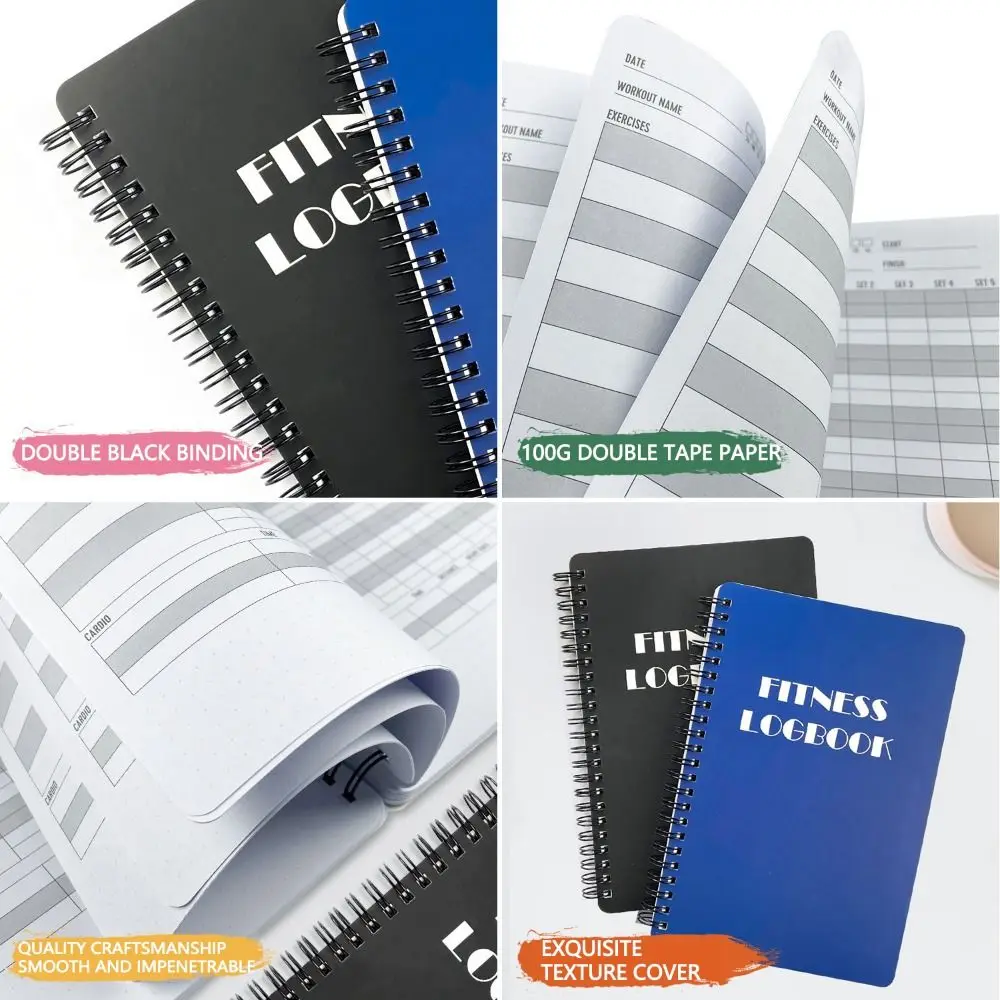 English Interior Fitness Logbook Hard Cover 142P A5 Planner Log Notebook Well-designed Paper English Exercise Notebook