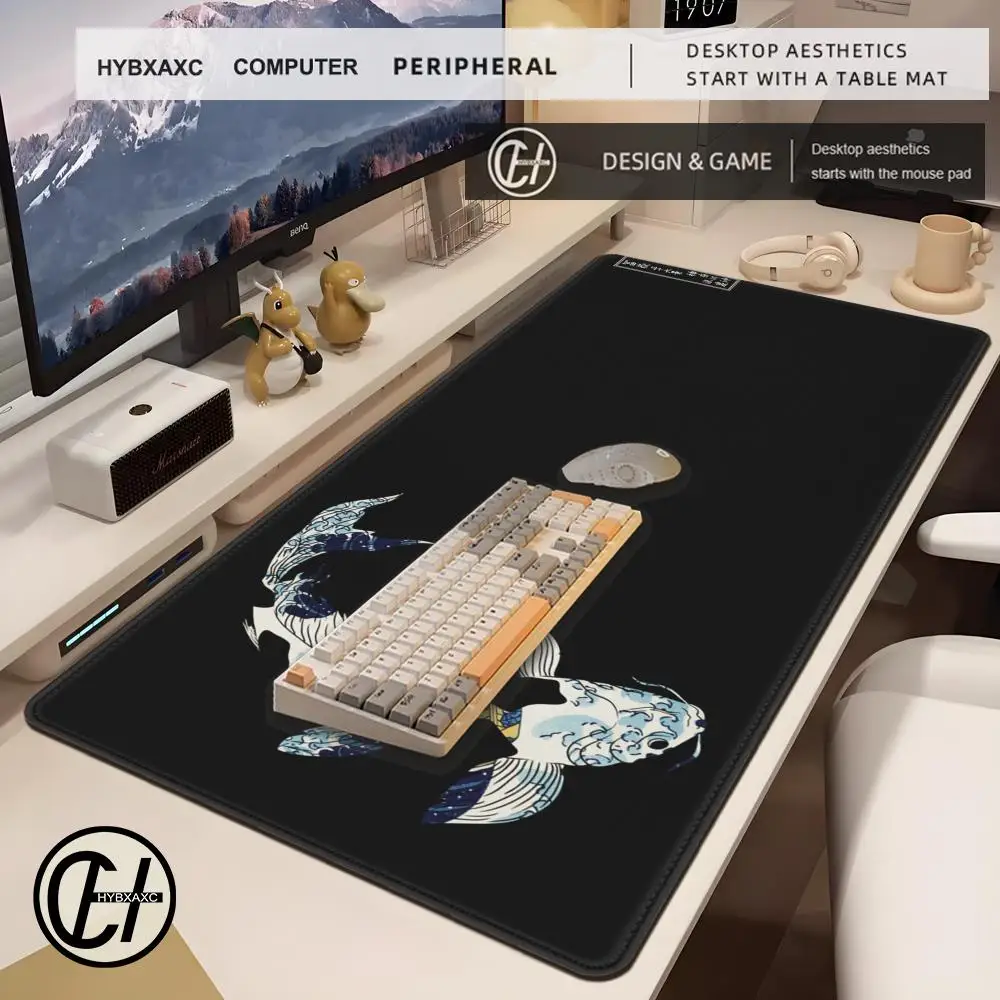 Japanese Style Mouse Pad Non-slip Carpet XXL Ukiyo-e Large Gaming Accessories Playmats Giant Waves Mouse Mat Keyboard Desk Mats