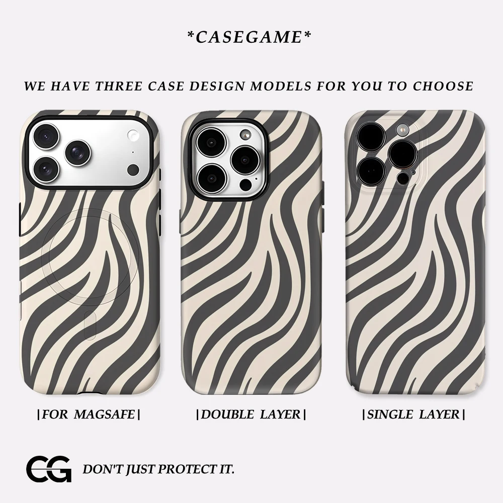 เคสโทรศัพท์ลายคลื่นสำหรับ iPhone 17  แบบแม่เหล็ก สำหรับ iPhone 17 16 15 14 13 Pro Max Plus เคสแข็งแบบชั้นเดียวและสองชั้น