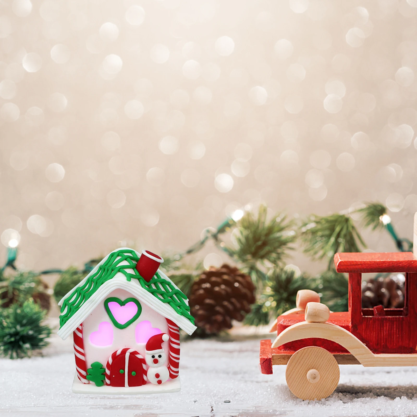 

Xmas Luminous Mini Decoration Safe Polymer Clay Material Festive Table Centerpiece for Christmas Office Shop Hotel