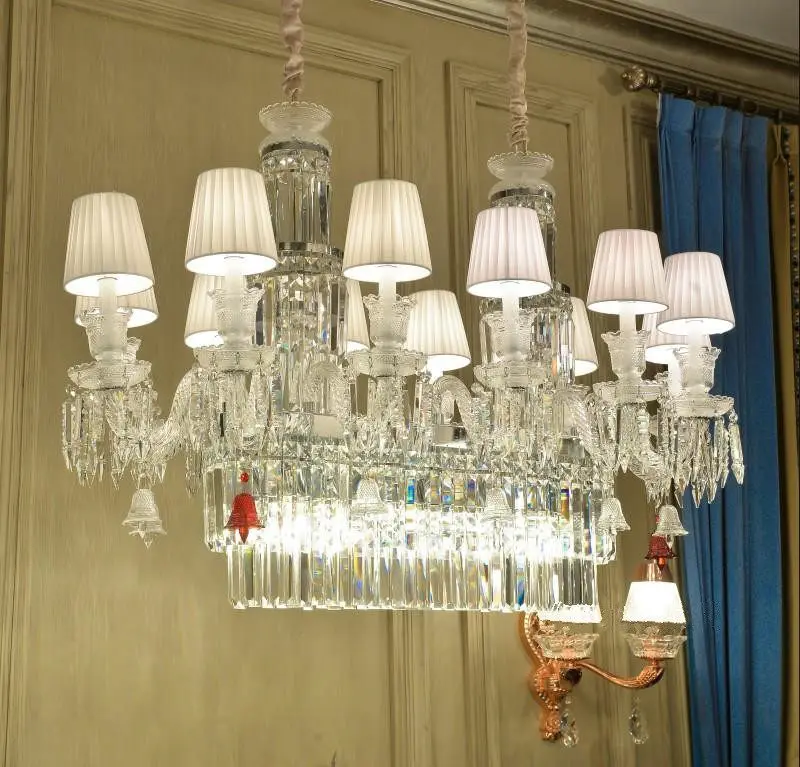 

Прямоугольная хрустальная люстра для столовой, европейская импортная люстра из египетского хрусталя, французская роскошная люстра для гостиной.