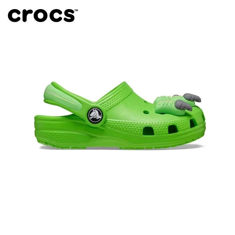 Original Crocs chico dinosaurio Kawaii dibujos animados lindos niñas niños sandalias niños zapatillas zapatos con agujeros antideslizantes playa hogar zapatos regalo