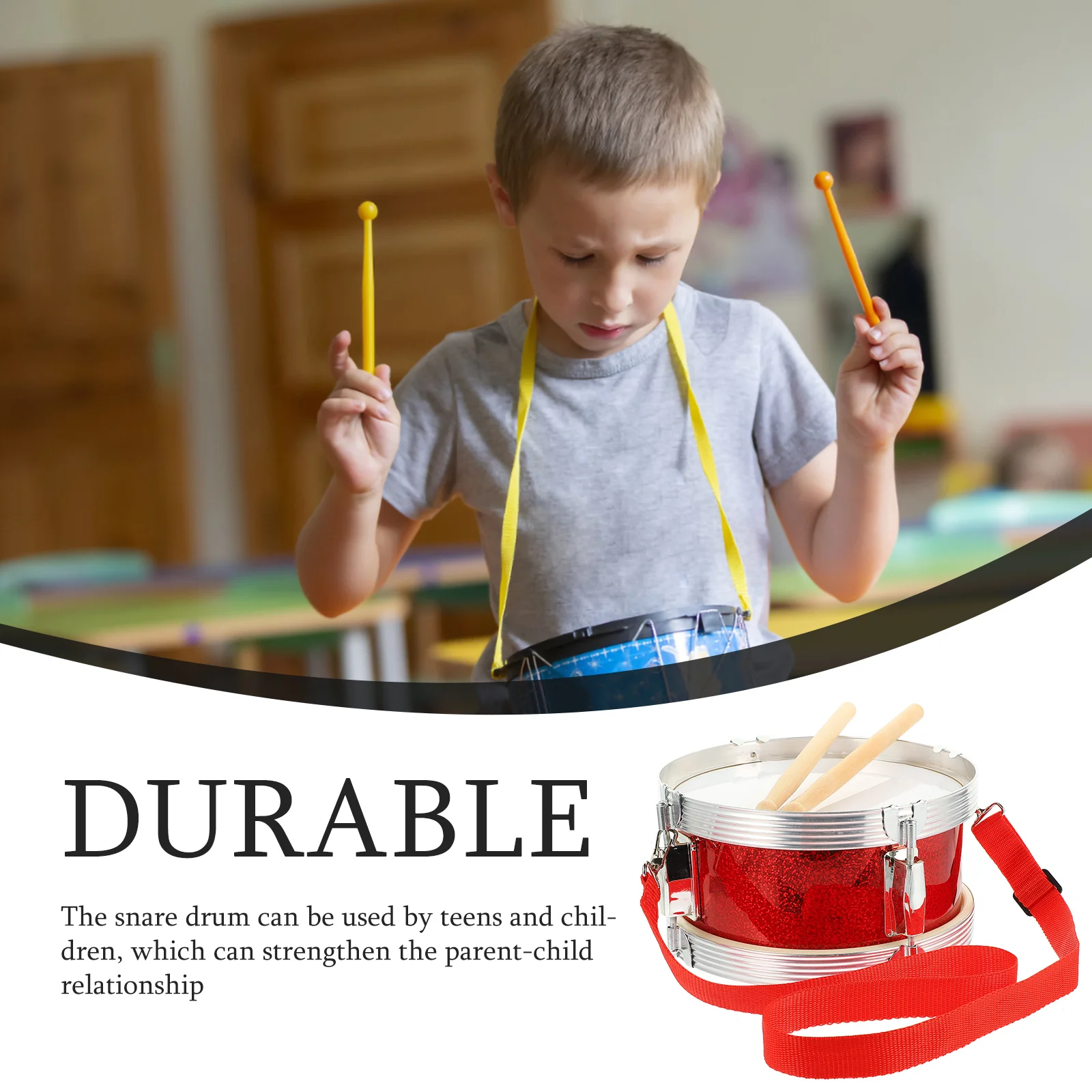 

1 set Snare Drum Kids Percussion Instrument Wood Drum Set With Sticks Strap For Children Musical Early Education Tool Toddler