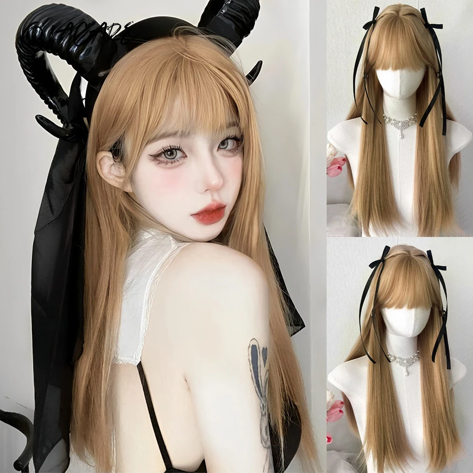 

OLACARE Блондинка Парик для Женщин Длинный Прямой Светлый Коричневый Парик Азиатско-Американский Синтетический Парик Фронта Шнурка для Ежедневного Использования Косплей Ombre