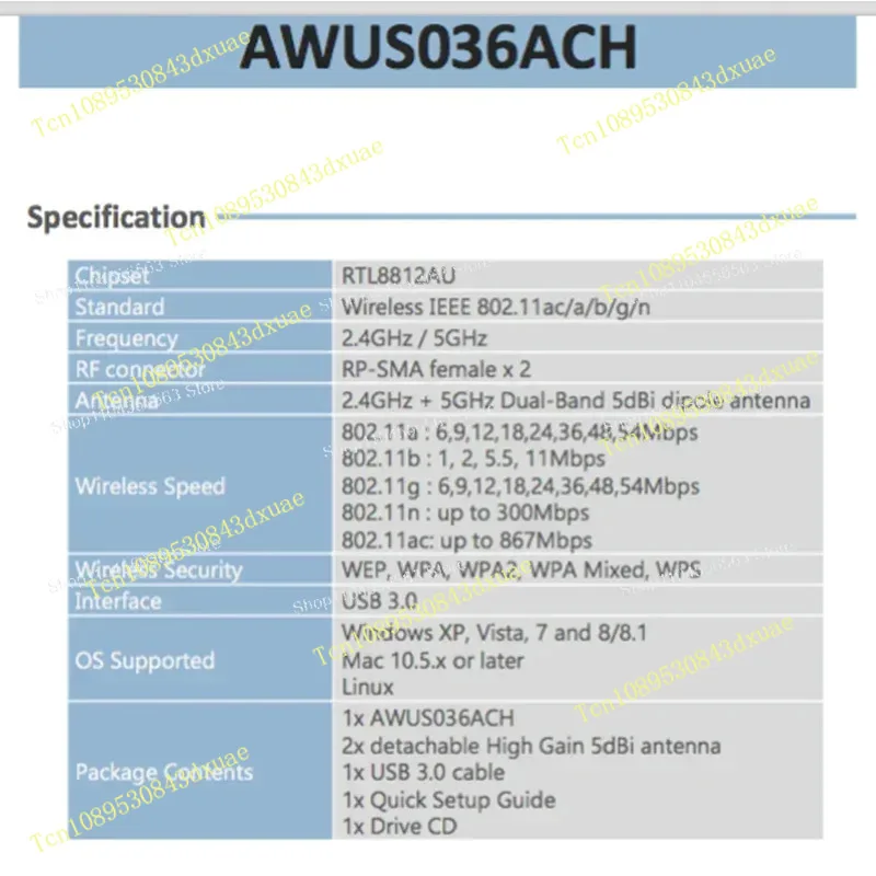 Made ALFA AWUS036ACH RTL8812AU Card BT5 Kali Linux