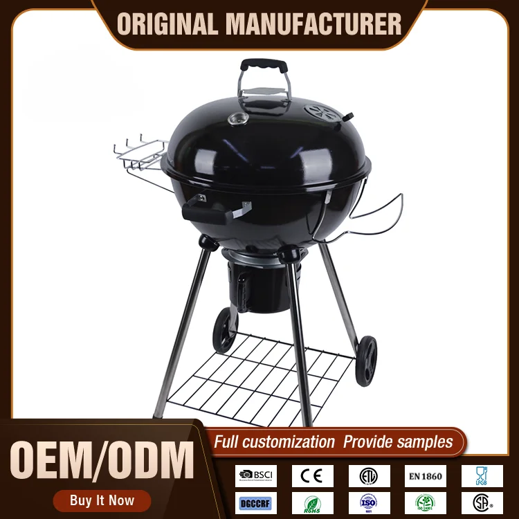 for Outdoor 22 Inch Two Wheels Portable Charcoal Barbecue Kettle Bbq Grill Apple Barbecue Grill