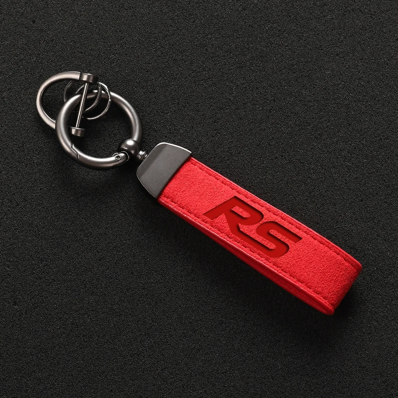 Suede Leather Car Keychain Business Gift with Logo Keyring Accessories For Ford RS Focus Fiesta Kuga Mondeo S MAX Escape Car