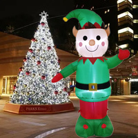 1.5M Inflatable Christmas Santa Claus Elf Model Built-in LED Lights Indoor Outdoor Fun Decoration Yard Garden Holiday Party Toys
