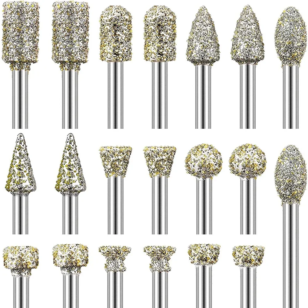 

20PCS Grinding Burr Drill Bit Tool Accessories Rotary Supplies Polishing 1/8 In Emery Coarse Grinding Heads