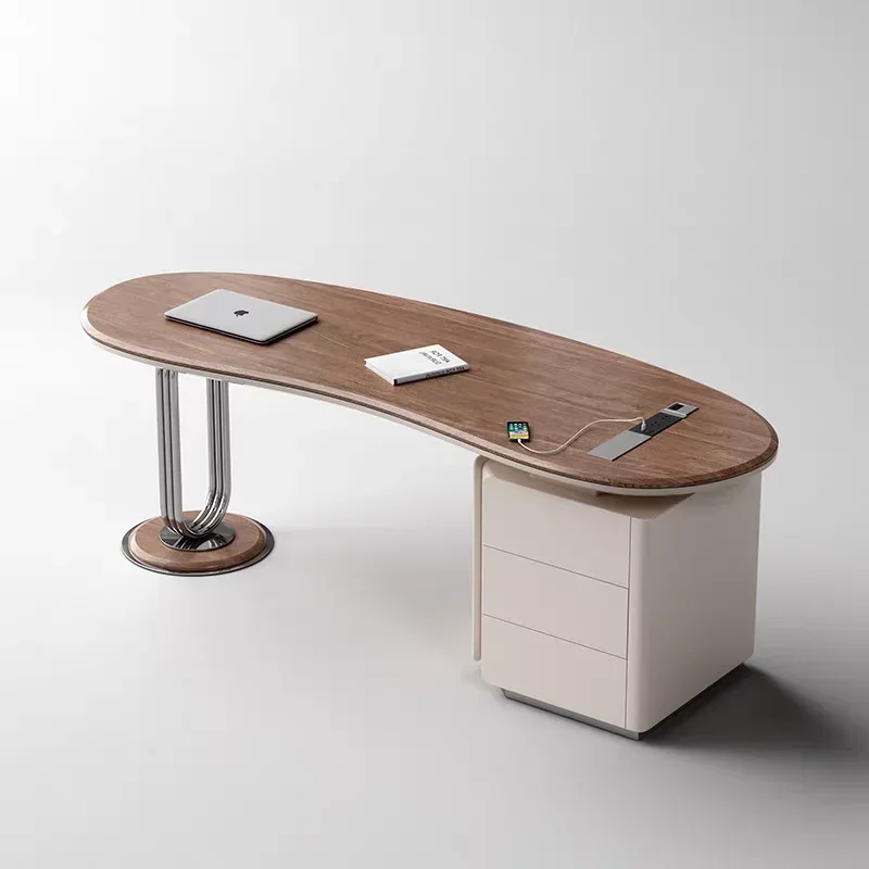 Solid wood special-shaped desk light luxury modern boss table household computer table designer high-end desk workbench