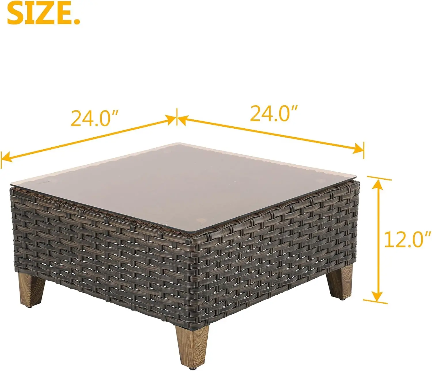 Outdoor Coffee Table Wicker Patio Side Table Wicker Patio Table Furniture Conversation Set with Glass Top