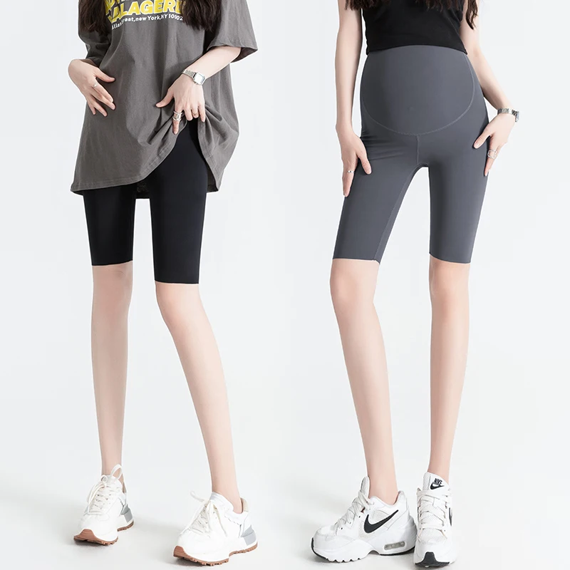 

Woman Yoga Pants Short Trousers Safety Pants 2025 Summer Maternity Short Leggings Stretched Solid Color Knee-length Pregnant