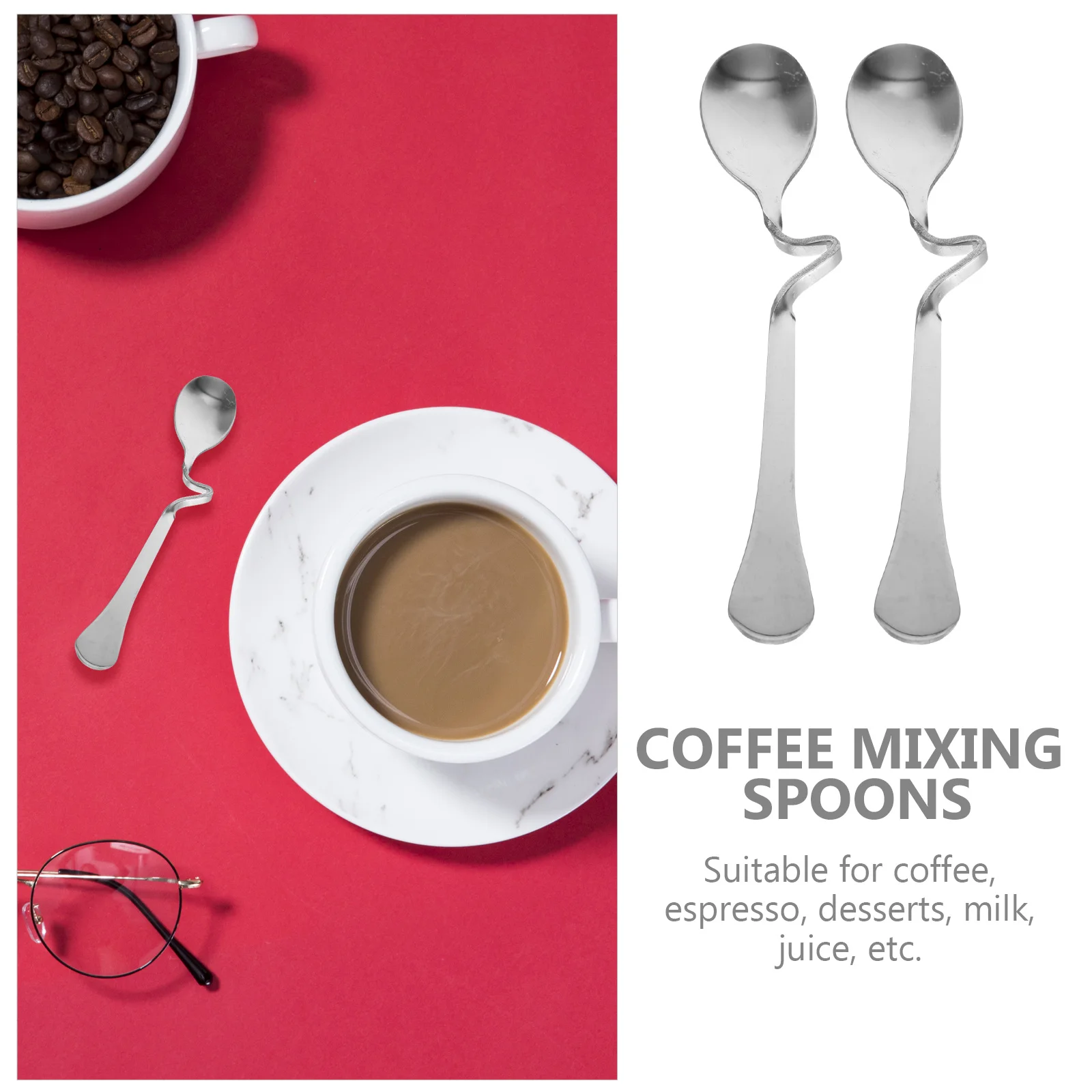 

6pcs Coffee Spoon Stainless Steel Curved Mixing Spoons For Coffee Espresso Tea Desserts Stirring Spoon Home Restaurant Use