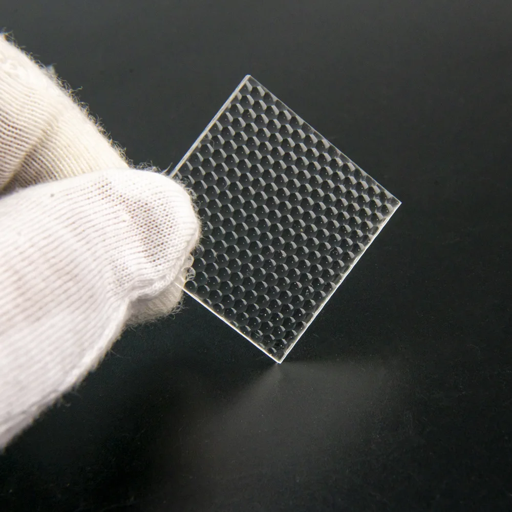 40x40mm Square Compound Eye Fresnel Lens Glass Fly's-eye Array Lens for DIY Projector Accessories Street Light Fixtures