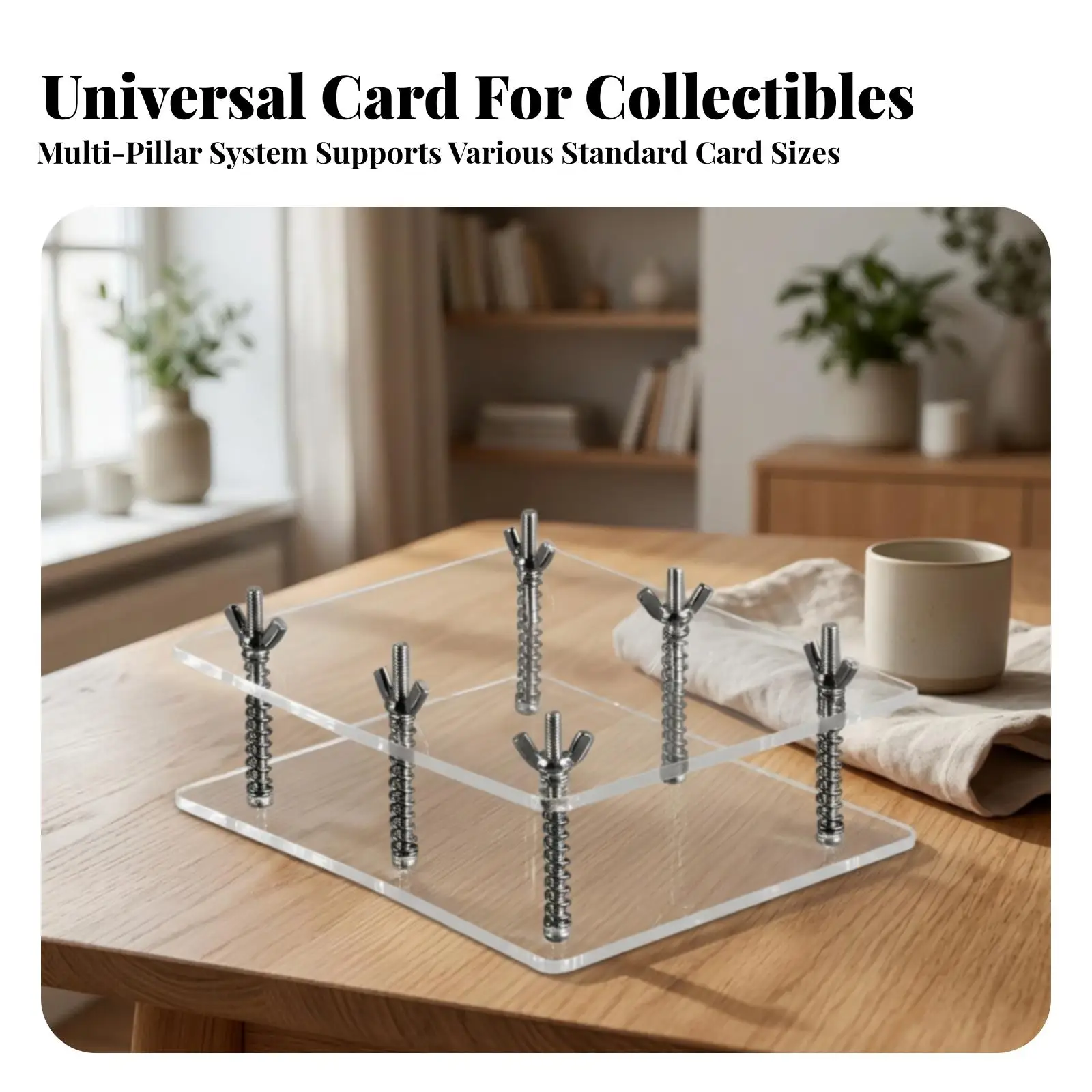 Card Straightening Press for Collectible Cards Acrylic Flattening Tool with Screws Compact Desk Size Clear Plate