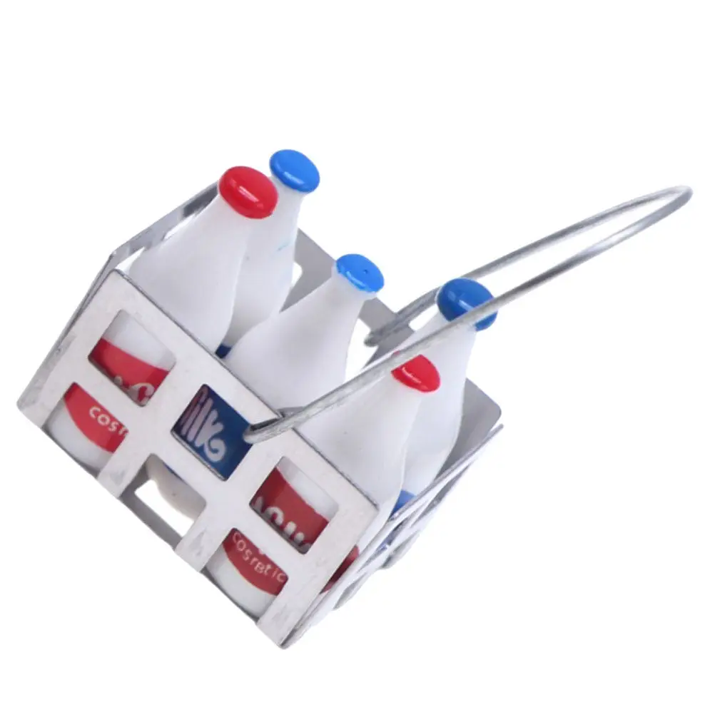 

Набор миниатюрных корзинок для молока, декор для миниатюрных домиков и коллекций, маленькие бутылочки для молока, украшения для миниатюрных домиков