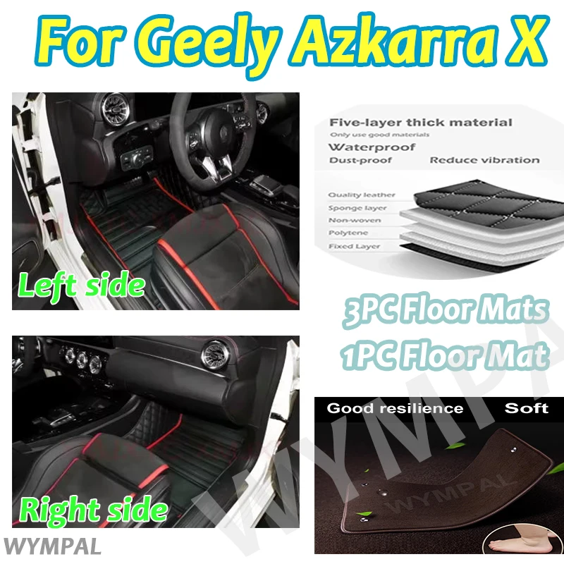 Luxury Car Floor Mats For Geely Azkarra X 2022 Custom Auto Foot Pads Automobile Carpet Cover Interior Accessories full set