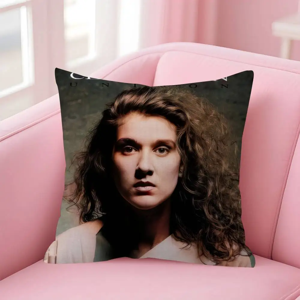Celine Dion Schwarz-weißer, doppelseitig bedruckter Kissenbezug, kurzer Plüsch, geeignet für Wohnzimmer, Schlafzimmer, Dekokissenbezug – Detail 14