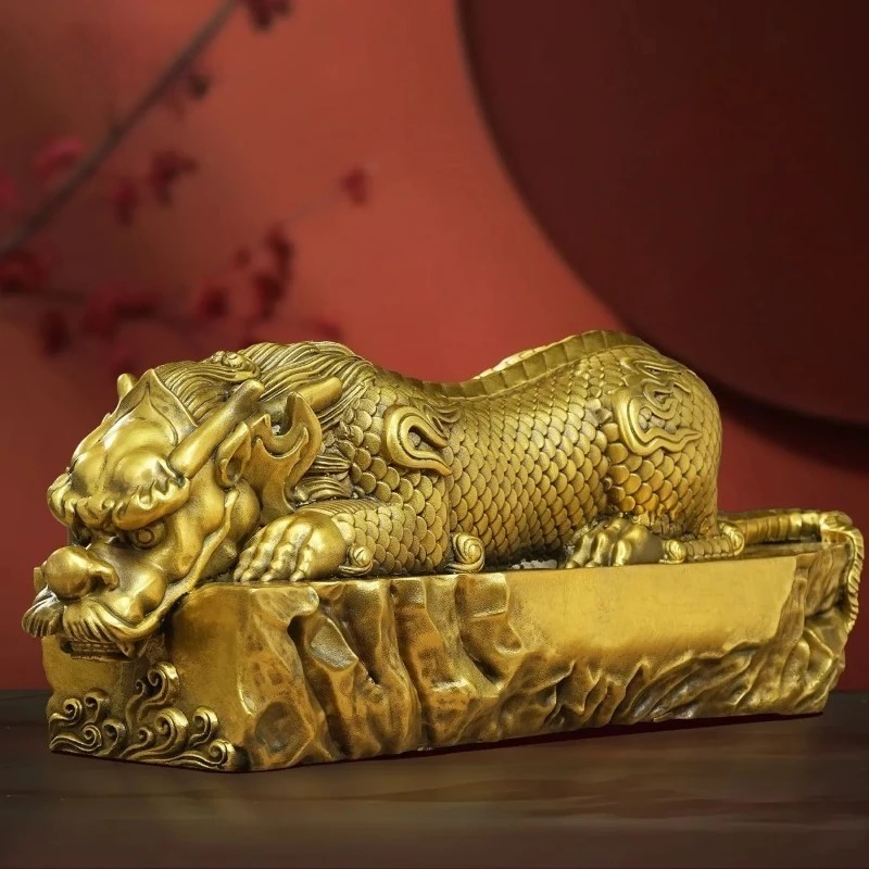 Brass Water Avoiding Beast Ornament Water Absorbing Viper Town Water Avoiding Auspicious Beast Wine Cabinet Qilin Divine Beast