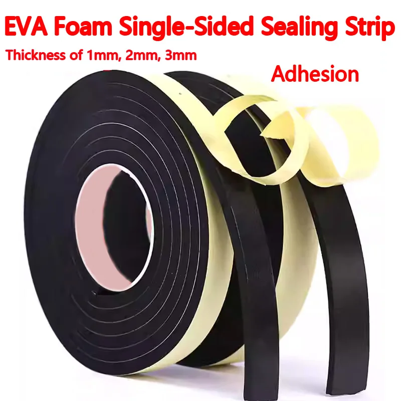

EVA foam sponge strip with single-sided adhesive, strong sealing strip for door and window gaps, black windproof tape, foam for