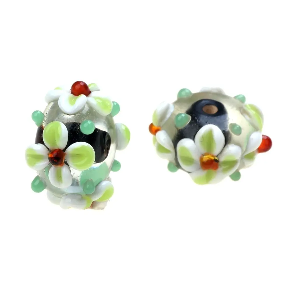 Hand-Painted Retro Engraving Flower Petals Lampwork Glass Beads For Crafts Charm Bracelets/Earring/Necklace DIY Jewelry Making
