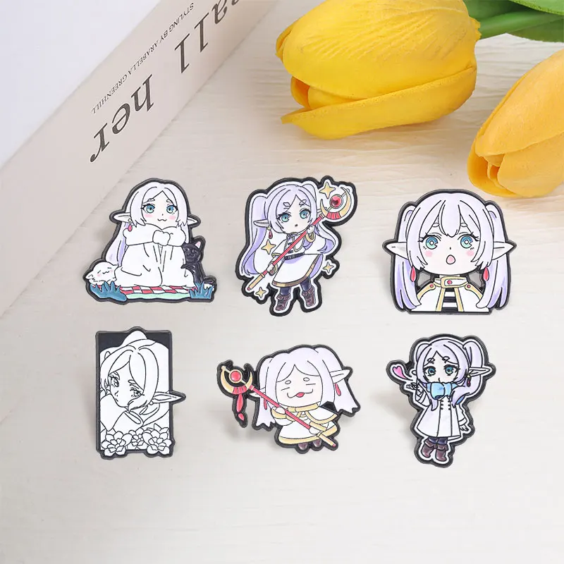 4-7-teiliges Set Anime-Spiel Pixel-Art Katzen-Emaille-Pins, Niedliche Comic-Katzen, Elfen, Zauberer, Funkelnde Meereskreaturen, Dackel-Broschen, Schmuck-Abzeichen – Detail 23