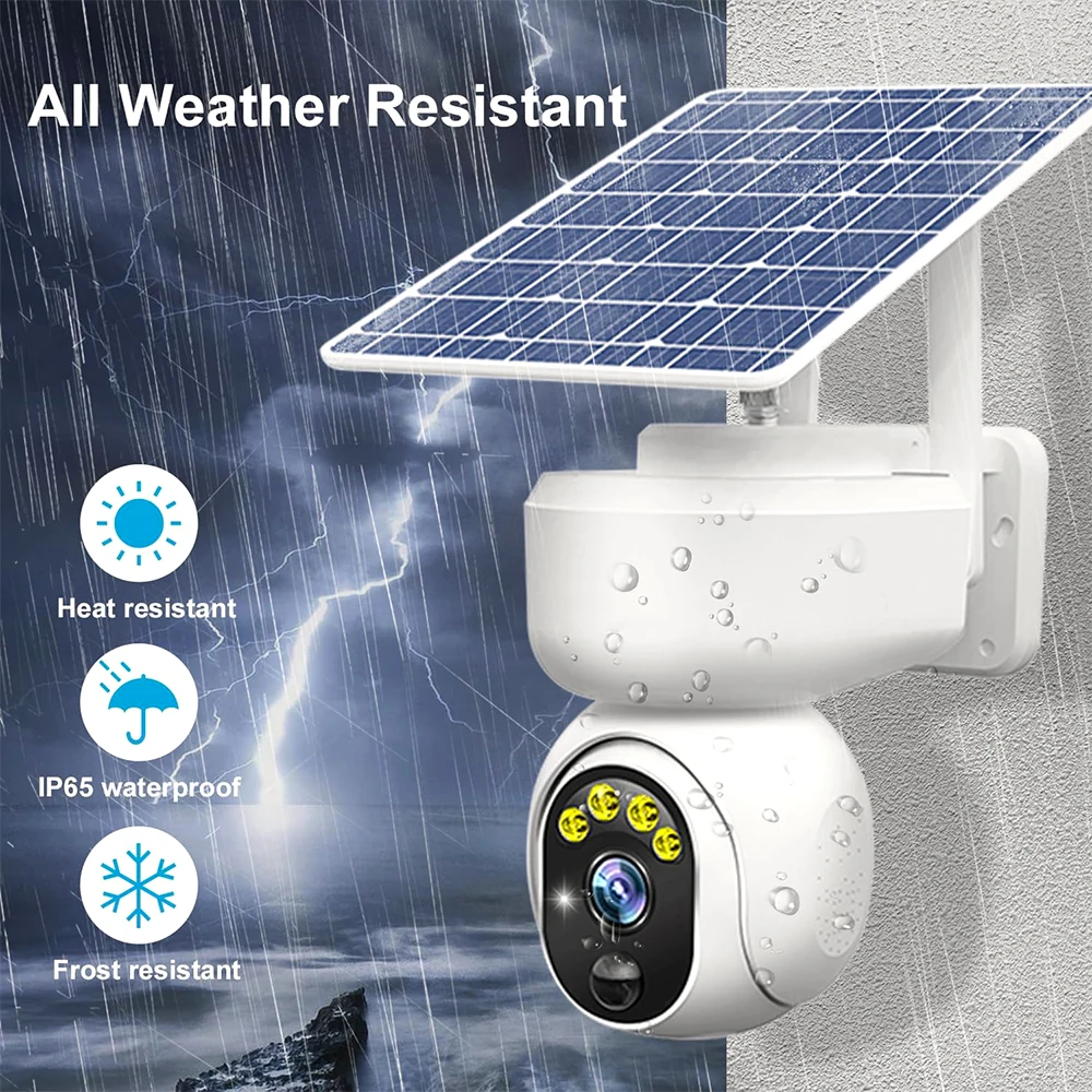 Difang Outdoor 4G Solar Security Camera, 4MP Motion Detection, Two Way Audio, Wide Angle CCTV  Solar Power WiFi Security Camera