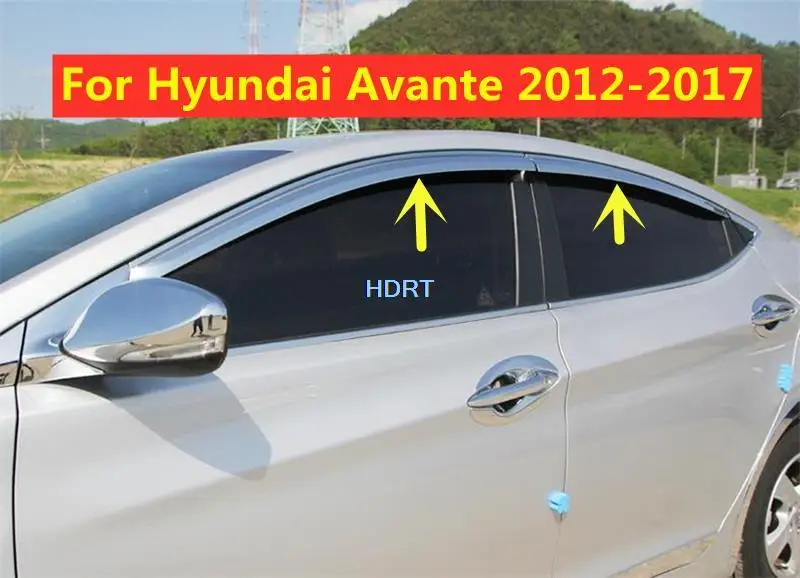 

Автомобильный Стайлинг Аксессуары для защиты окон для Hyundai Avante, Elantra 2012-2016 дефлектор ABS хром Защита от солнца дождя козырек навесы