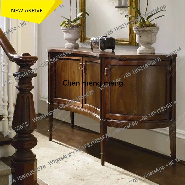 

M138 Solid Wood Four-Door Entryway Cabinet Living Room Small Apartment Curved Sideboard Bedroom Storage Cabinet