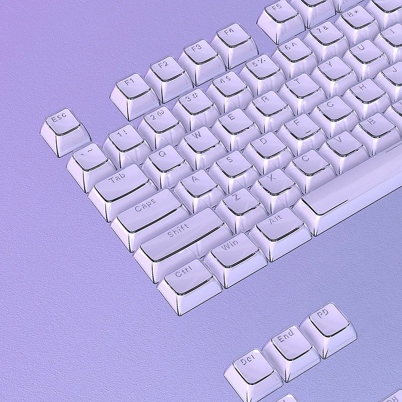KUXM Jelly Purple Keycaps OEM Height 136-Key Small Full Set PC Transparent Magnetic Axis Keyboard