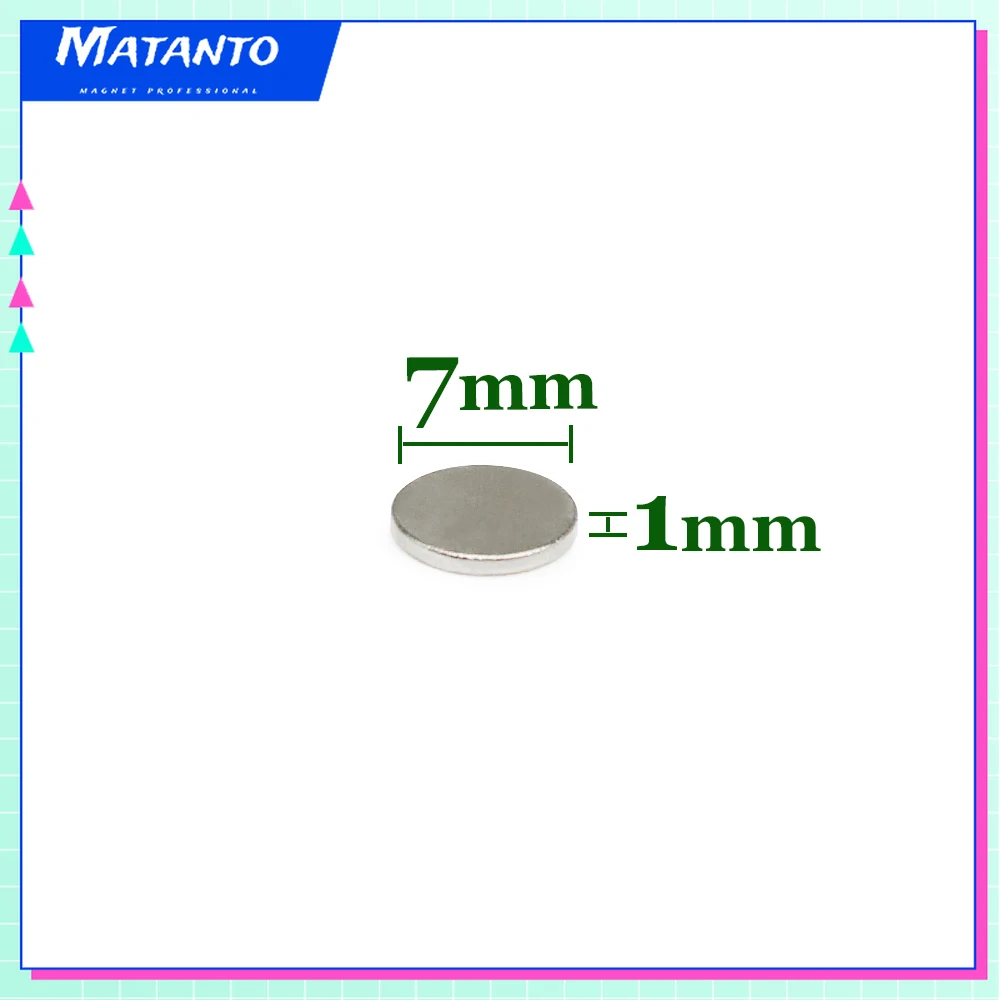 50/100/200/300/500/1000PCS 7x1 mm thin sheet N35 Neodymium Magnet Disc Powerful Magnets Round 7x1 mm Permanent Magnet 7mm*1mm