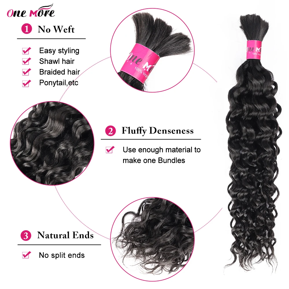 Bundles de cheveux humains ondulés pour tressage, support de tressage, extension de cheveux Remy, sans trame, richesse, 1 PC, 3 PCs, 100%