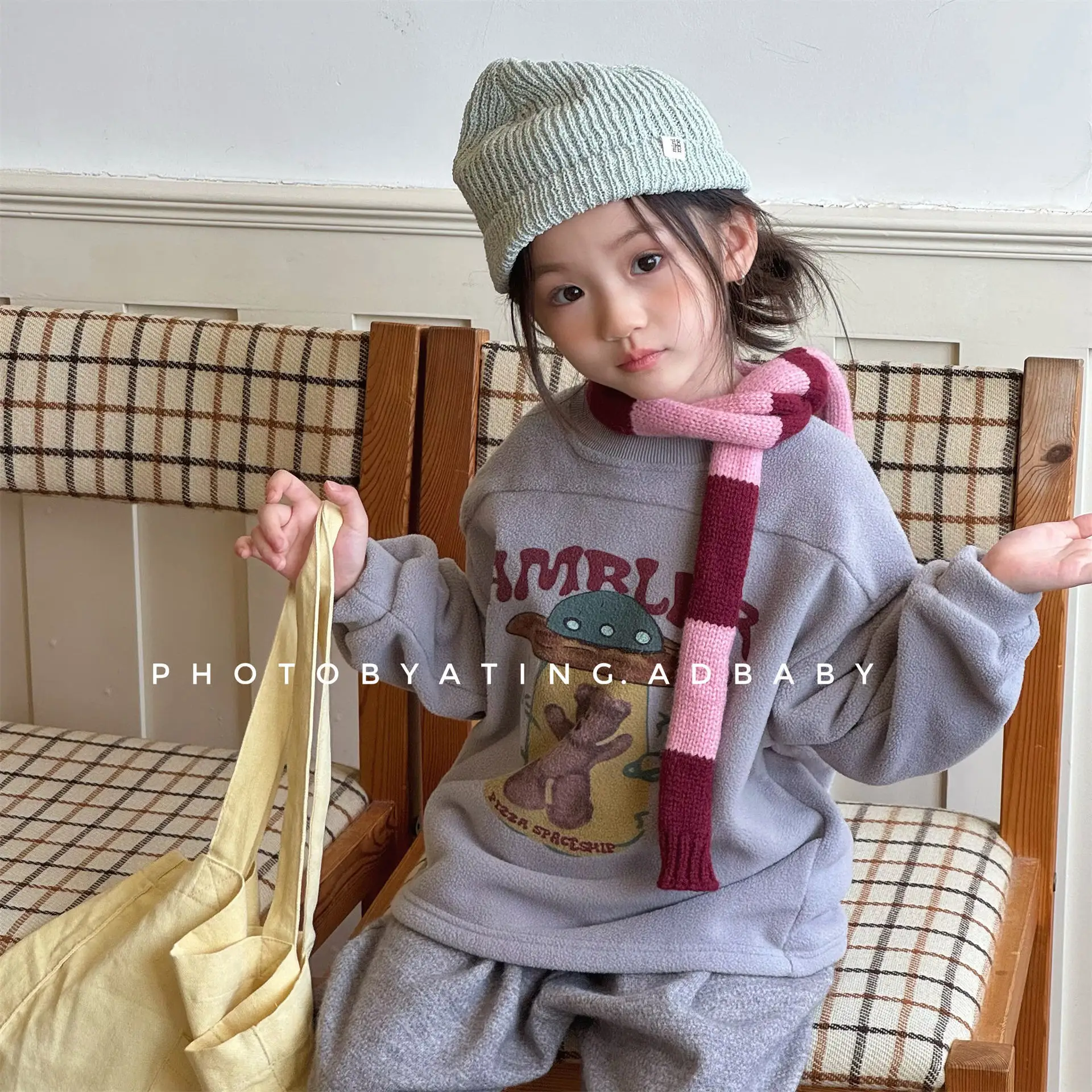 2025 Winter New Children Fleece Sweatshirt Boys Girls Cute Cartoon Sweatshirt Baby Plus Velvet Thick Tops Kids Warm Pullover