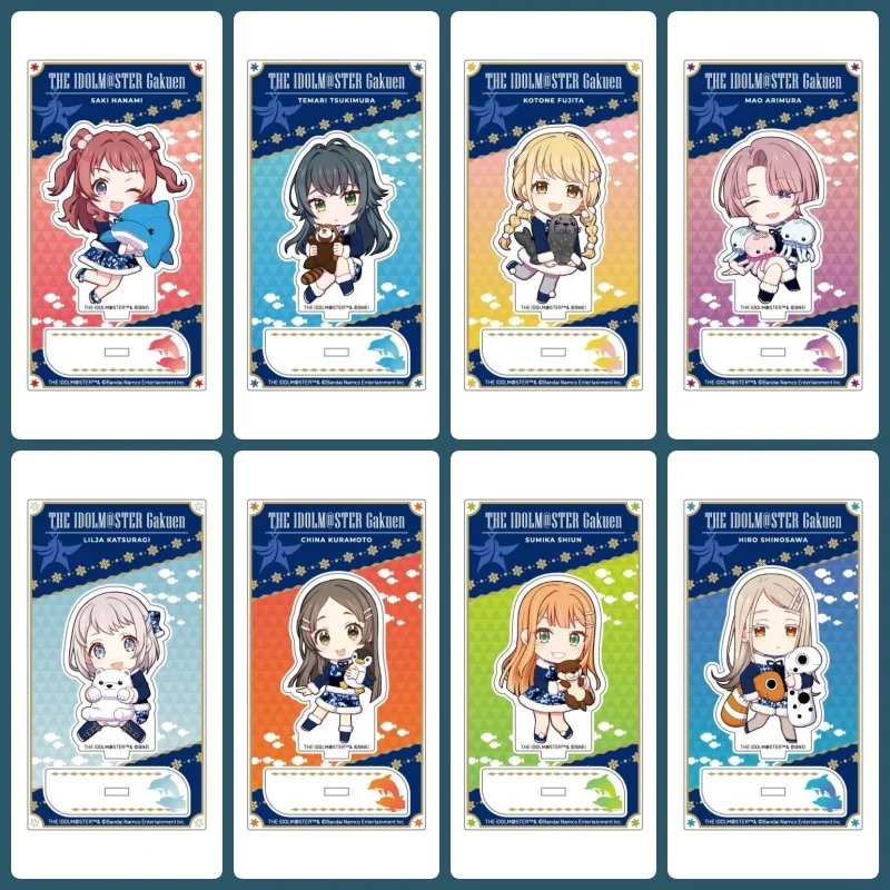 Llavero con figura acrílica de 10 cm de los personajes de anime Gakuen Idolmaster: Saki Hanami, Temari Tsukimura, Kotone Fujita, Rinami Himesaki.