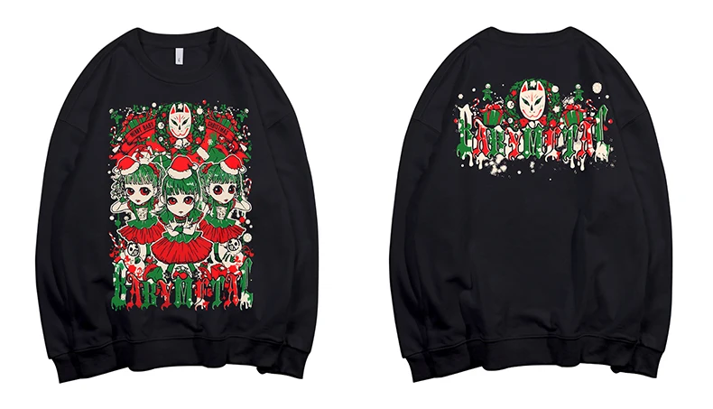 BABYMETAL Heavy Mental Sweatshirts Pullovers Tops Double Printed Hoodies Harajuku Kawaii Streetwear Clothe