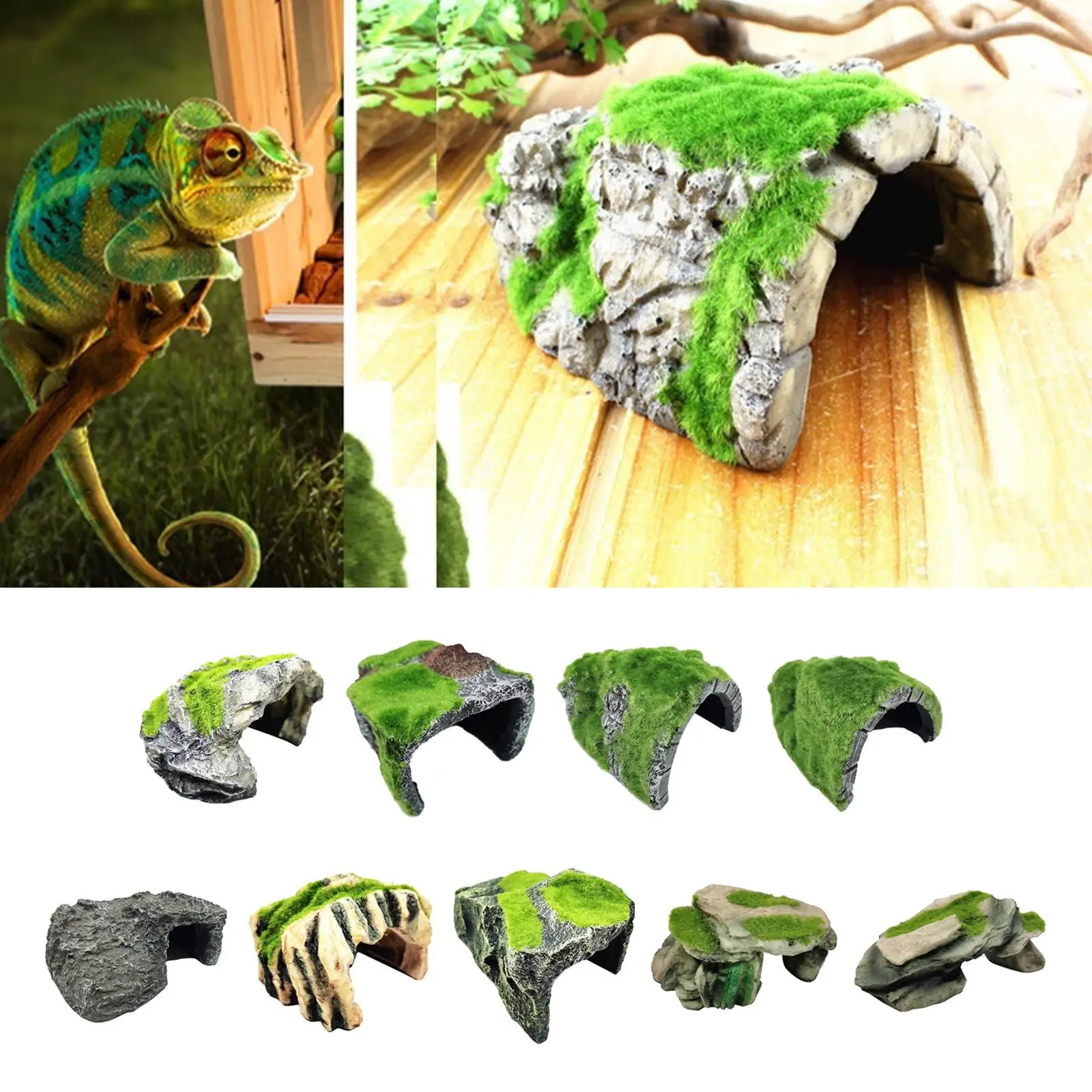 Novelty Pet Reptile Hiding Cave Decor Resin Material Pet Supplies