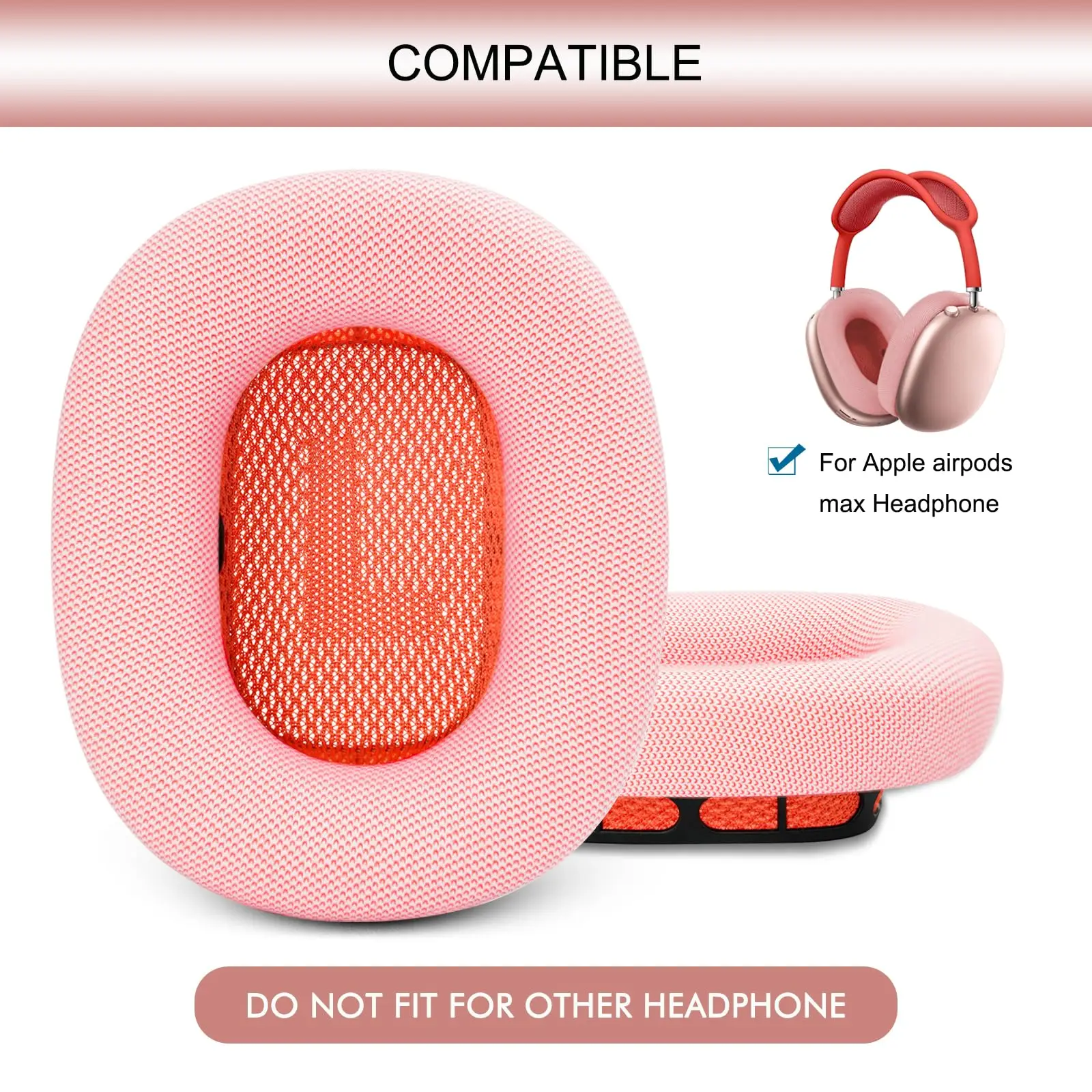 Ersatz-Ohrpolster für AirPods Max Over-Ear-Kopfhörer, strapazierfähiges, lederähnliches Material, weicher Schaumstoff