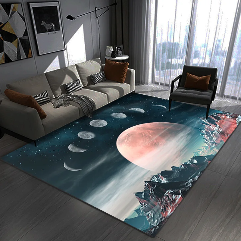 Cosmic Black Hole Design Area Rug Floor Mat Non-Slip Waterproof Rug for Living Room Bedroom Kitchen Outdoor Decor Carpet