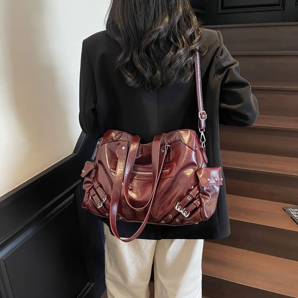 Winter Style Soft Pu Leather Y2k Cool Commuter Tote Sac Large Capacity Handbag Shoulder Bag Women's Bag Purses Women Hand Bags image 4