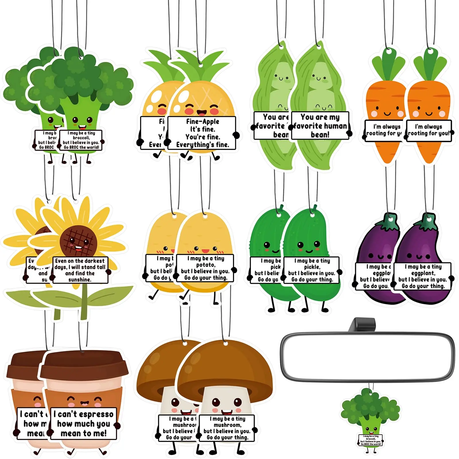 

50 Pcs Positive Car Air Fresheners 10 Food Designs Lavender Sandalwood Scent Hanging Ornament For Drivers Staff