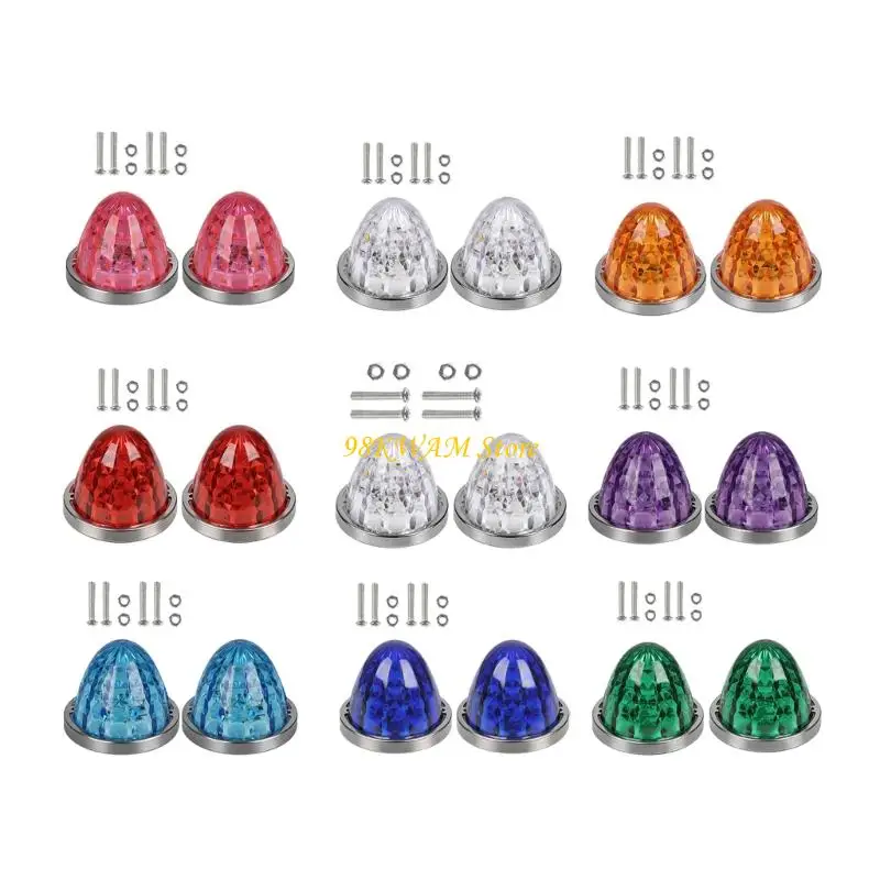 LED Truck Side Marker Light Set 2 Piece, 10-30V Mounting-Ready Warning Lamp with ABS Housing for Trailer Visibility Use 68UF