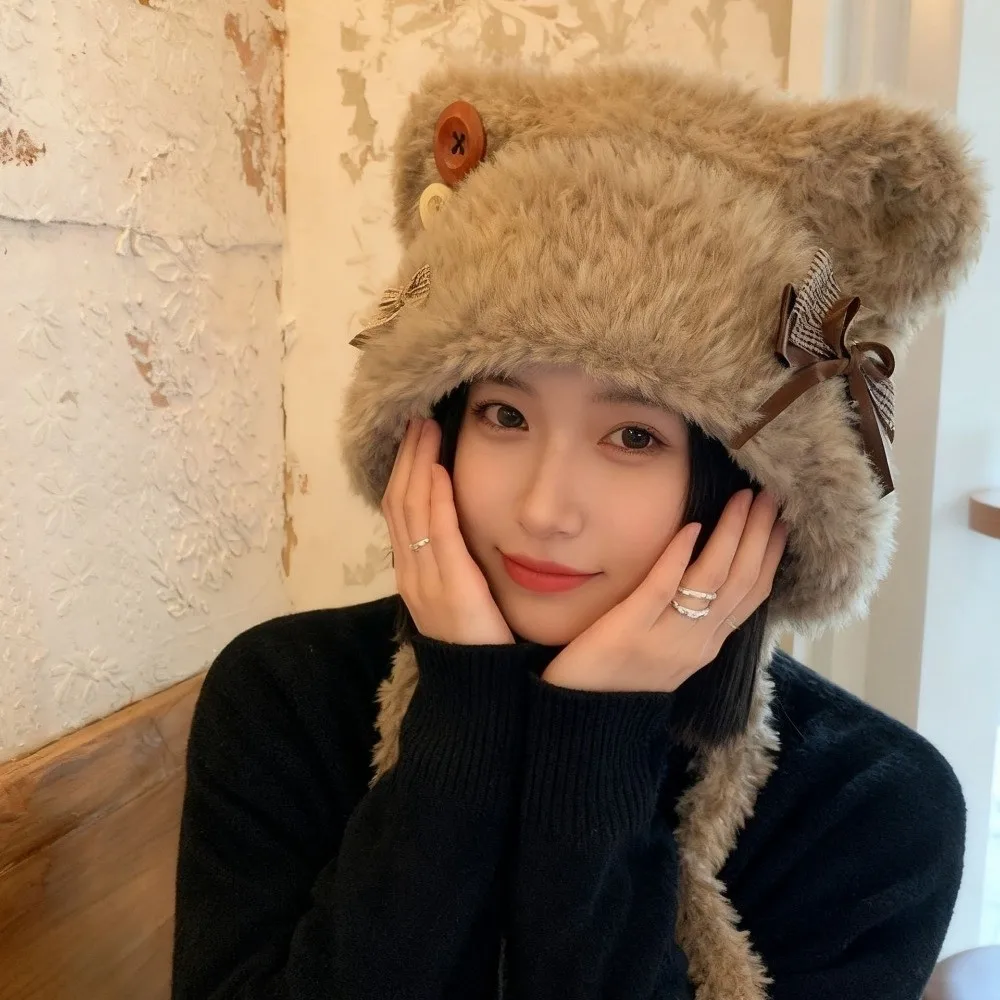 جديد يندبروف سدادات حماية الأذن قبعة سميكة آذان الدب هود قبعة الباردة والدليل على البلوز قبعة المرأة