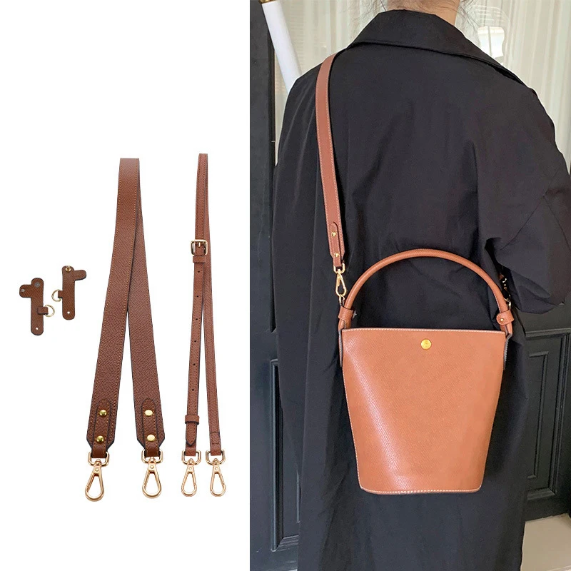 

Genuine Leather Bag Strap For Longchamp Bucket Bag Free Punching Modification Set Wide Replacement Strap Accessories Bag Straps