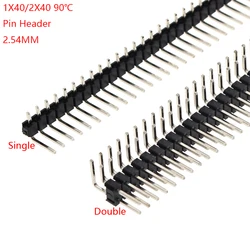 10pcs 1X40 2X40 40Pin 80Pin 2.54MM Right Angle Single Row Pin Head Male 90 Degree Connector Double Row Pin Header For Arduino