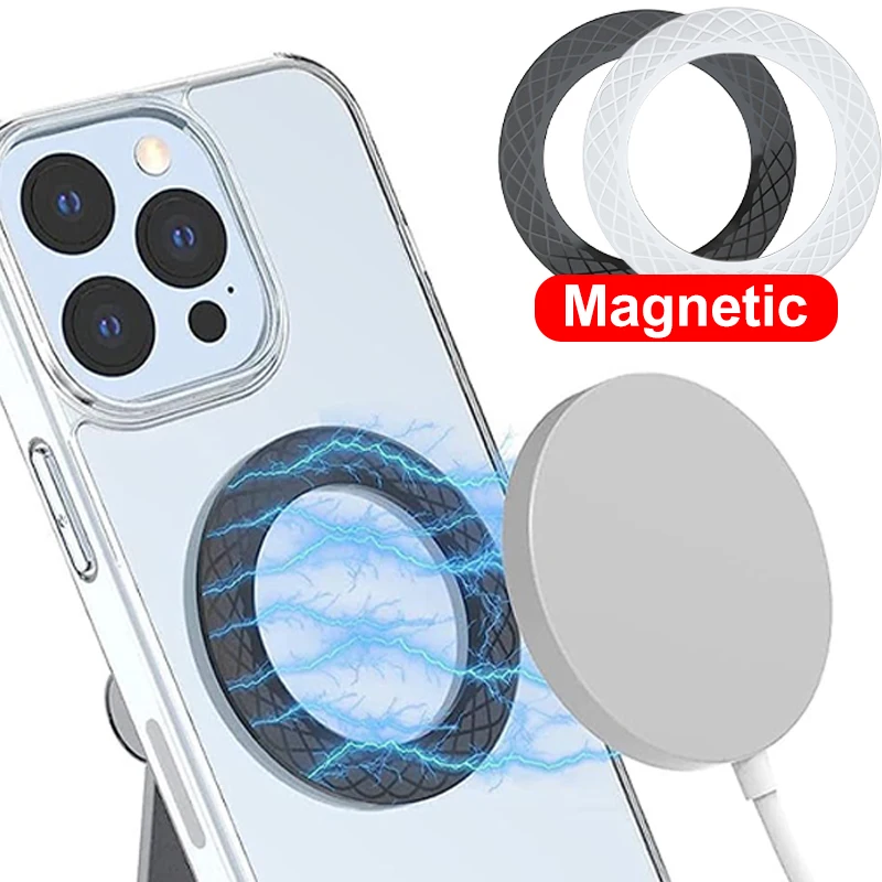 

Магнитная пластина для Magsafe, автомобильный держатель для телефона с беспроводной зарядкой, магнитное кольцо для iPhone 16, 15, 14, 13, 12, 11 XR, Samsung, Xiaomi